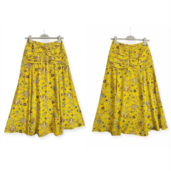 Ulla Johnson Imani Skirt‎ in Mimosa,  Yellow floral Silk, Size 0 - Picture 16 of 16